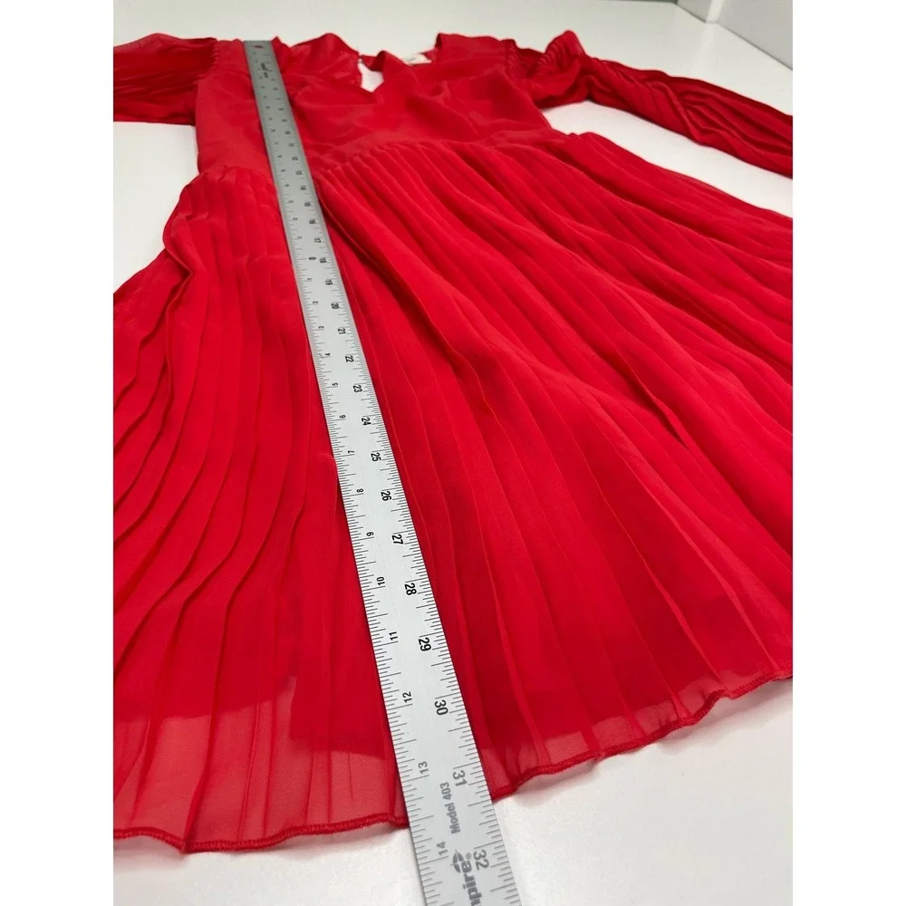 Jessica Simpson Pleated Smocked Long Sleeve Mini Dress Red Holiday‎ Christmas